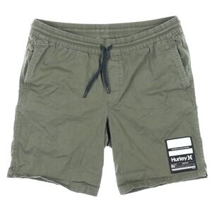 Vintage Hurley Cargo Shorts Olive Green Elastic Waist Drawstring Men's Medium